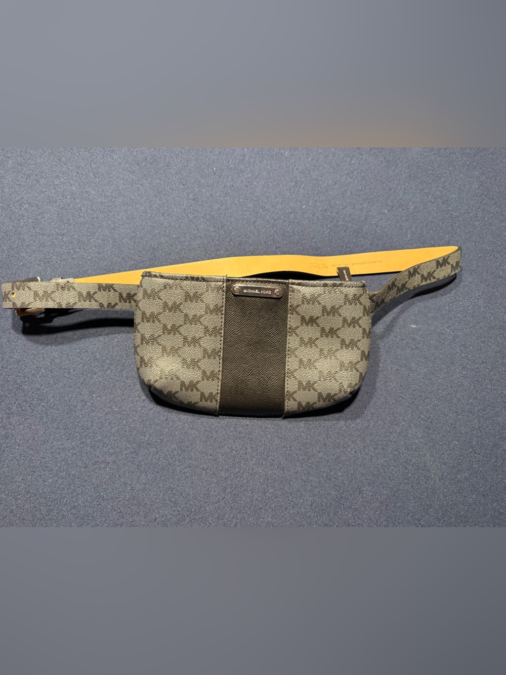 Michael Kors MK Signature Monogram Crossbody Belt Bag in black and grey